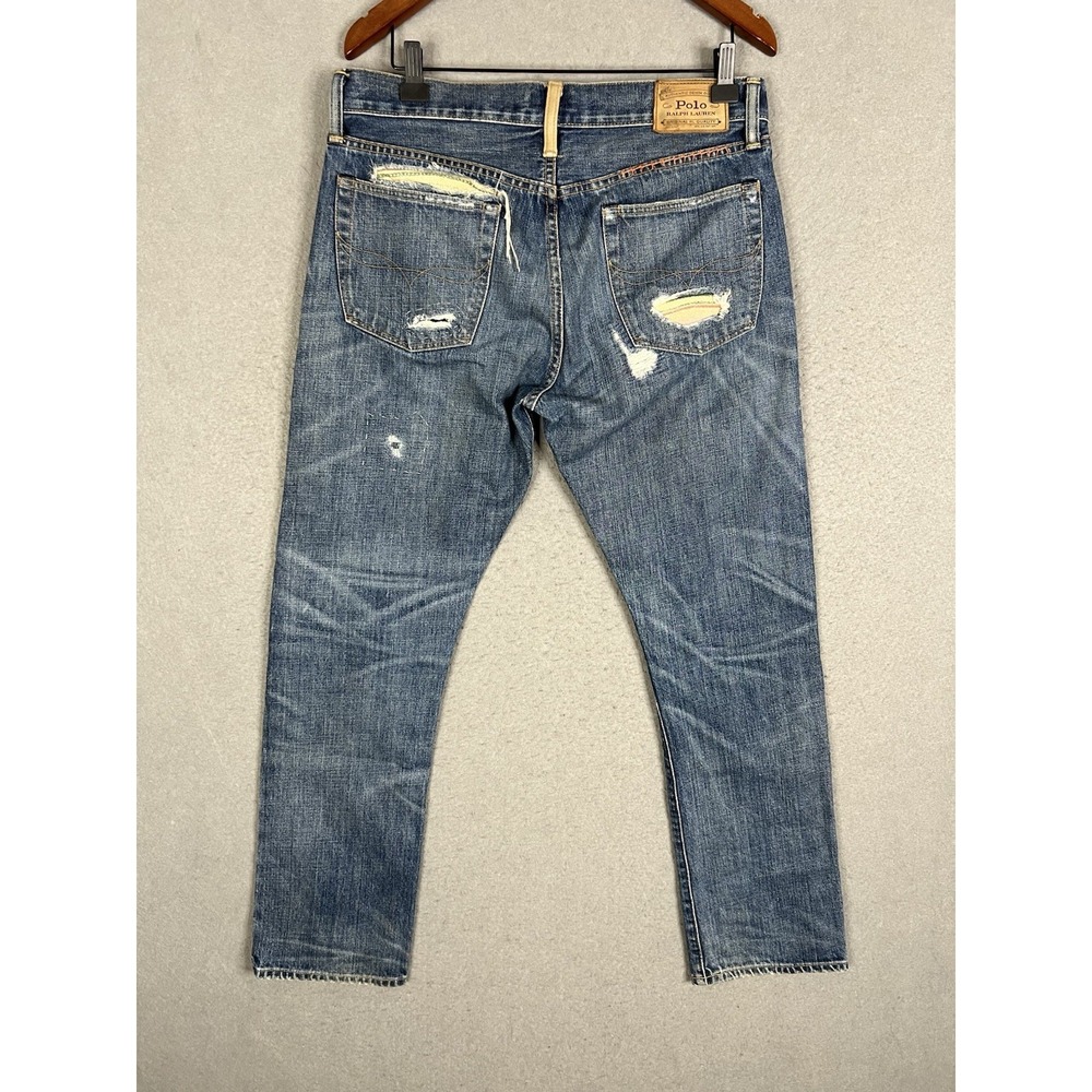 Polo Ralph Lauren Varick Slim Straight Distressed Serape Patchwork Mens 31x30 - Picture 12 of 16